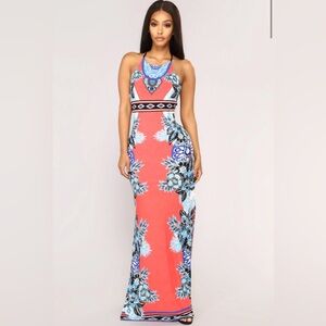 FashionNova 'Girl From Ipanema"  maxi dress in Coral Size S
